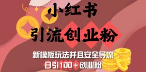 小红书引流创业粉,新模板玩法并且安全导流,日引100+创业粉-AI学习资源网