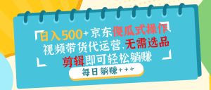 日入500+京东傻瓜式操作,视频带货代运营,无需选品剪辑即可轻松躺赚-AI学习资源网