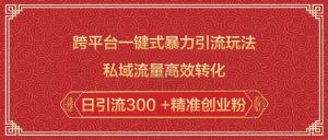 跨平台一键式暴力引流玩法,私域流量高效转化日引流300 +精准创业粉-AI学习资源网