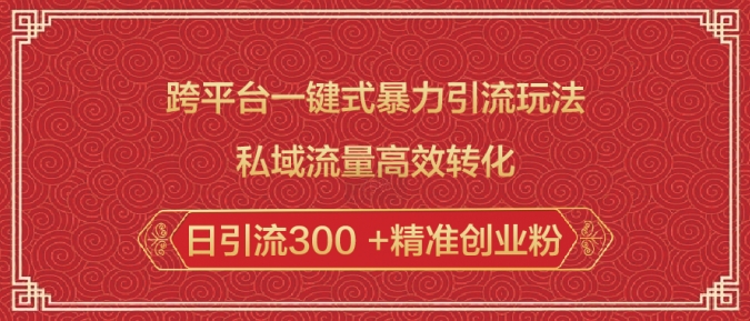 跨平台一键式暴力引流玩法，私域流量高效转化日引流300 +精准创业粉-AI学习资源网