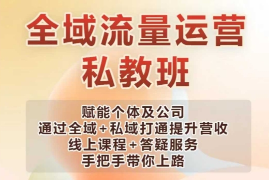 全域流量运营操盘课，赋能个体及公司通过全域+私域打通提升营收-AI学习资源网