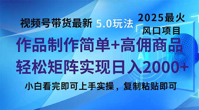 视频号带货最新5.0玩法，作品制作简单，当天起号，复制粘贴，轻松矩阵…-AI学习资源网