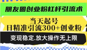 朋友圈创业粉杠杆引流术,投产高轻松日引300+创业粉,变现稳定.放大操…-AI学习资源网