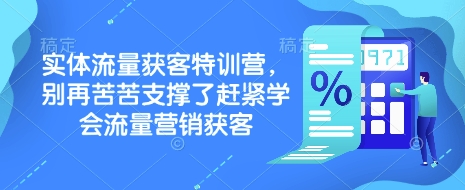 实体流量获客特训营，​别再苦苦支撑了赶紧学会流量营销获客-AI学习资源网