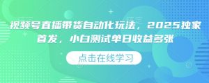 视频号直播带货自动化玩法,2025独家首发,小白测试单日收益多张【揭秘】-AI学习资源网