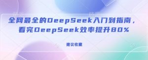 全网最全的DeepSeek入门到指南,看完DeepSeek效率提升80%(建议收藏)-AI学习资源网