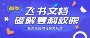 首发飞书文档破解复制权限,售卖自用均可暴力玩法-AI学习资源网