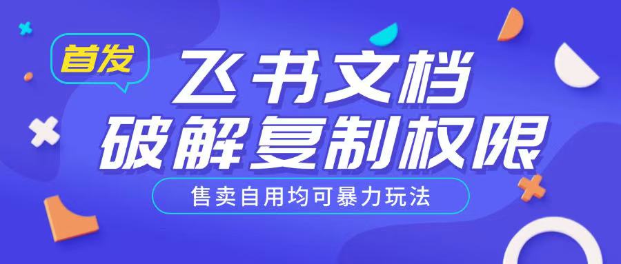 首发飞书文档破解复制权限，售卖自用均可暴力玩法-AI学习资源网