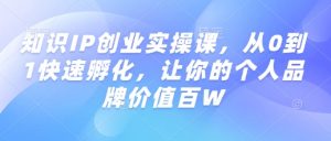 知识IP创业实操课,从0到1快速孵化,让你的个人品牌价值百W-AI学习资源网