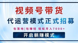 【视频号代运营】全程托管计划招募,躺赚模式,单月轻松变现7000+-AI学习资源网