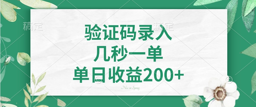 验证码录入，几秒一单，单日收益200+-AI学习资源网