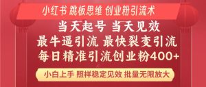 小红书 巧用跳板思维 每日暴力引流400+精准创业粉 小白福音 效果拉满…-AI学习资源网