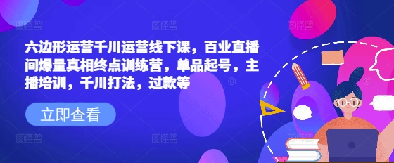 六边形运营千川运营线下课，百业直播间爆量真相终点训练营，单品起号，主播培训，千川打法，过款等-AI学习资源网