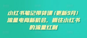 小红书笔记带货课(更新25年2月)流量电商新机会,抓住小红书的流量红利-AI学习资源网