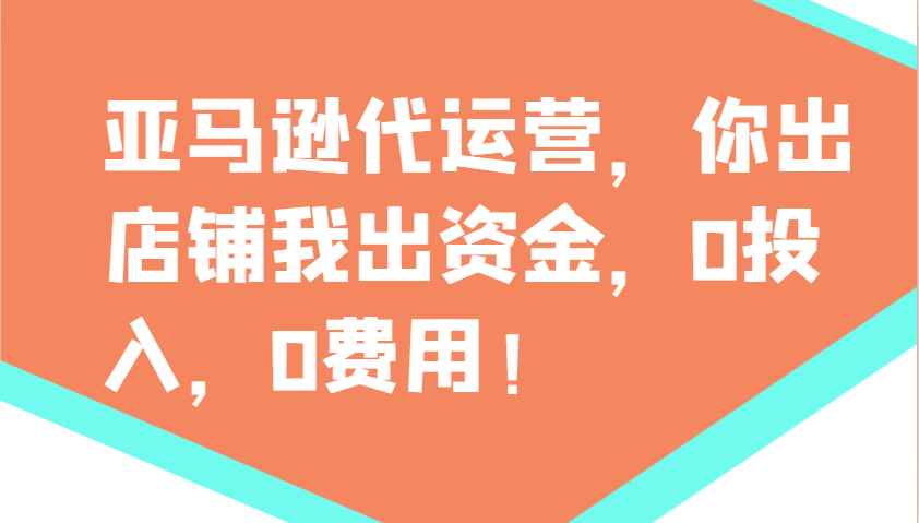 亚马逊代运营，你出店铺我出资金，0投入，0费用，无责任每天300分红，赢亏我承担-AI学习资源网