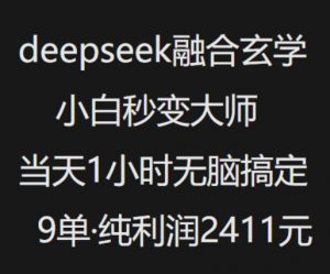 抖音小红书deepseek融合玄学,纯小白秒变大师,当天1小时无脑搞定9单,纯利润上千-AI学习资源网