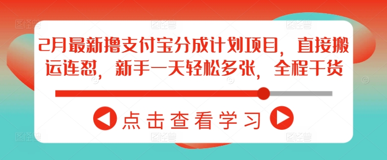 2月最新撸支付宝分成计划项目，直接搬运连怼，新手一天轻松多张，全程干货-AI学习资源网