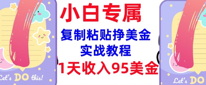 复制粘贴挣美金，0门槛，1天收入95美刀，3分钟学会，内部教程(首次公开)-AI学习资源网