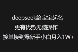 deepseek给宝宝起名更有优势无脑操作接单接到爆新手小白月入1W+-AI学习资源网