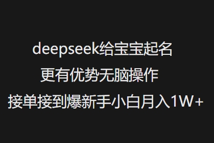 deepseek给宝宝起名更有优势无脑操作接单接到爆新手小白月入1W+-AI学习资源网