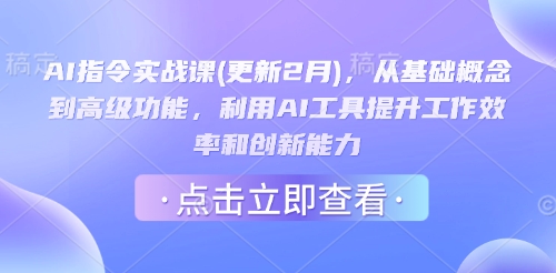 AI指令实战课(更新2月)，从基础概念到高级功能，利用AI工具提升工作效率和创新能力-AI学习资源网