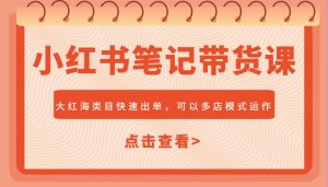 小红书笔记带货课,大红海类目快速出单,市场大,可以多店模式运作-AI学习资源网