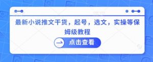 最新小说推文干货,起号,选文,实操等保姆级教程-AI学习资源网