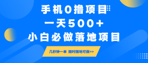 手机0撸项目,一天500+,小白必做落地项目 几秒钟一单,随时随地可做-AI学习资源网