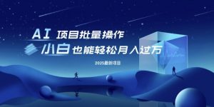 25年最新项目批量操作,小白也能轻松月入过W,可无限放大【揭秘】-AI学习资源网