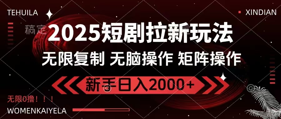 2025短剧拉新玩法，无需注册登录，无限0撸，无脑批量操作日入2000+-AI学习资源网