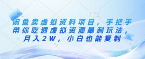 闲鱼卖虚拟资料项目,手把手带你吃透虚拟资源暴利玩法,月入2W,小白也能复制-AI学习资源网