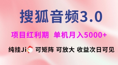 搜狐音频挂ji3.0.可矩阵可放大，独家技术，稳定月入5000+【揭秘】-AI学习资源网