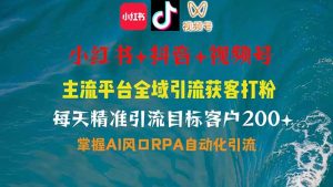 小红书、抖音、视频号全域多平台引流获客,日引目标客户200+,RPA自动…-AI学习资源网