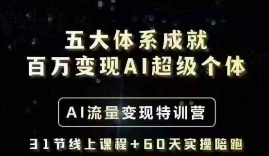 五大体系成就百万变现AI超级个体- AI流量变现特训营，一步一步教你一个人怎么年入百W-AI学习资源网