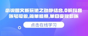 小说推文图文新玩法之动静结合,0粉抖音账号可做,简单粗暴,单日变现多张-AI学习资源网