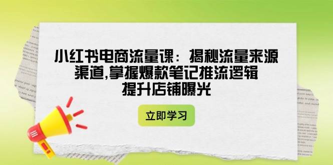 小红书电商流量课：揭秘流量来源渠道,掌握爆款笔记推流逻辑,提升店铺曝光-AI学习资源网