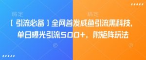 【引流必备】全网首发咸鱼引流黑科技,单日曝光引流500+,附矩阵玩法【揭秘】-AI学习资源网
