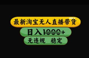 最新淘宝无人直播带货,日入几张,不违规不封号稳定,3月中旬研究的独家技术,操作简单【揭秘】-AI学习资源网