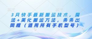 3月快手最新搬运技术,魔法+美化搬运方法,条条出同框(适用所有手机型号)-AI学习资源网