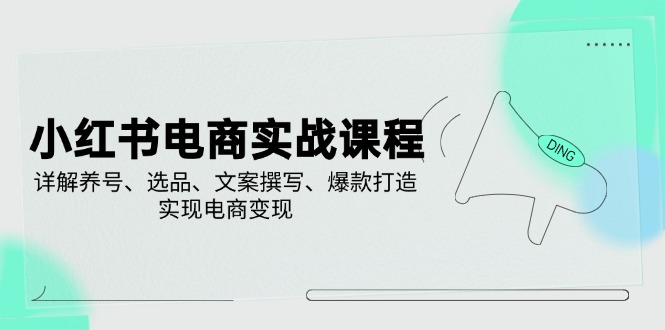 小红书电商实战课程，详解养号、选品、文案撰写、爆款打造，实现电商变现-AI学习资源网