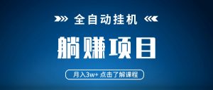 全自动挂机项目 月入3w+ 真正躺平项目 不吃电脑配置 当天见收益-AI学习资源网