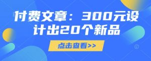 付费文章:300元设计出20个新品-AI学习资源网