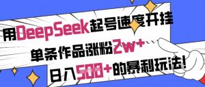 用DeepSeek起号速度开挂,单条作品涨粉2w+,日入5张+的暴利玩法-AI学习资源网