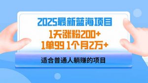 2025蓝海项目 1天涨粉200+ 1单99 1个月2万+-AI学习资源网