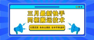 三月最新快手同框搬运技术,无需混剪 条条出爆款 安卓苹果通用-AI学习资源网