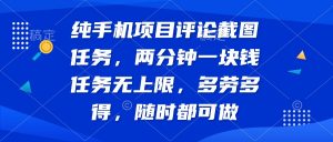 纯手机项目评论截图任务,两分钟一块钱 任务无上限多劳多得,随时随地…-AI学习资源网