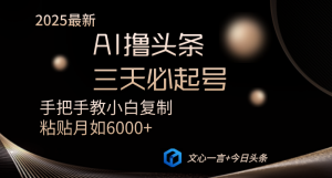 AI撸头条三天必起号手把手教小白复制粘贴月入6000+教程-AI学习资源网
