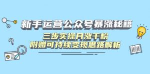 新手运营公众号暴涨秘籍,三步实操月涨千粉,附赠可持续变现思路解析-AI学习资源网