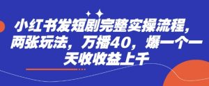 小红书发短剧完整实操流程,两张玩法,万播40,爆一个一天收收益上千-AI学习资源网