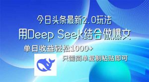 今日头条最新2.0版本,用Deep Seek结合今日头条做爆文,单日收益轻松10…-AI学习资源网